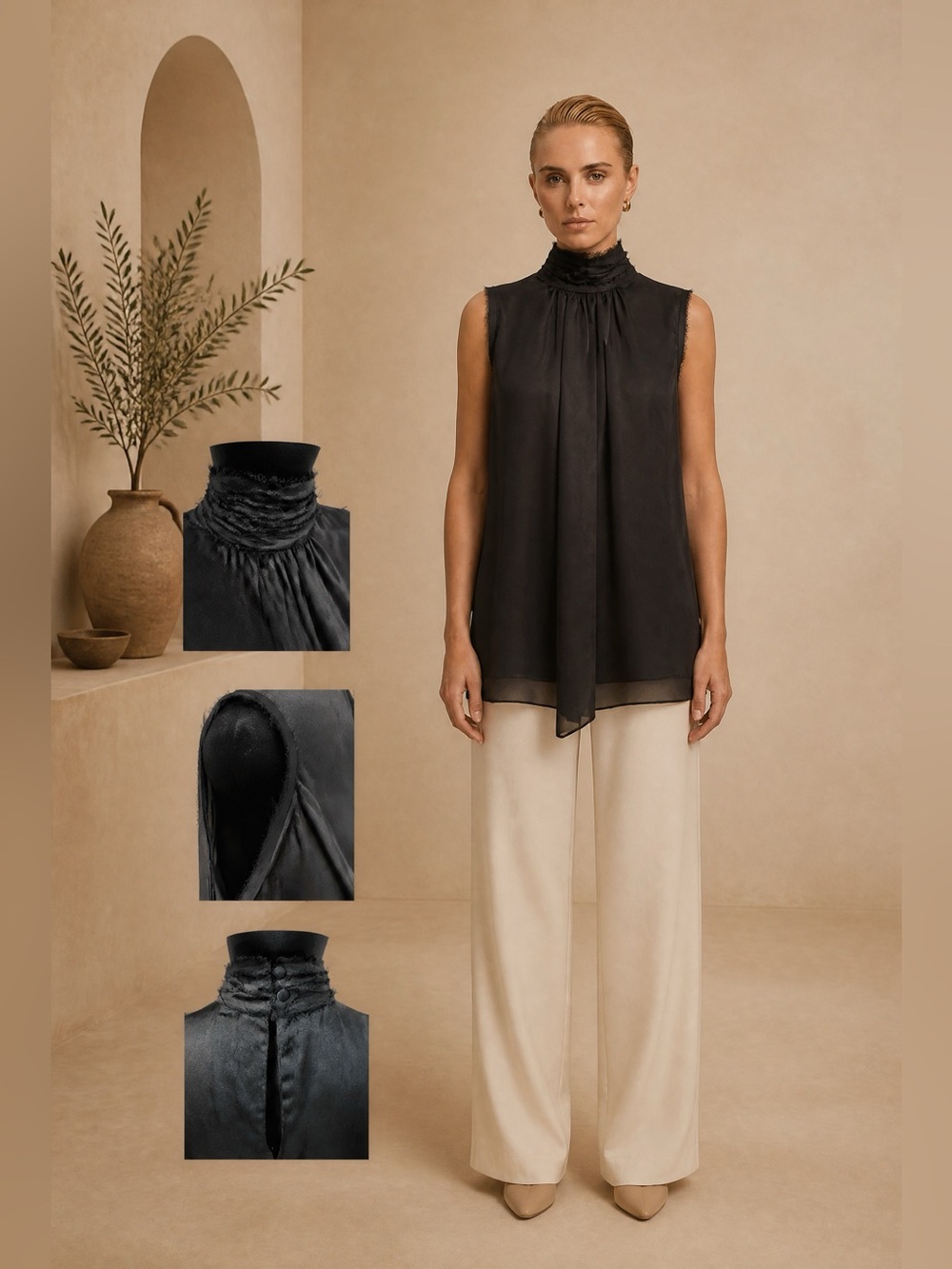 Zara Black Sleeveless High-Neck Camisole